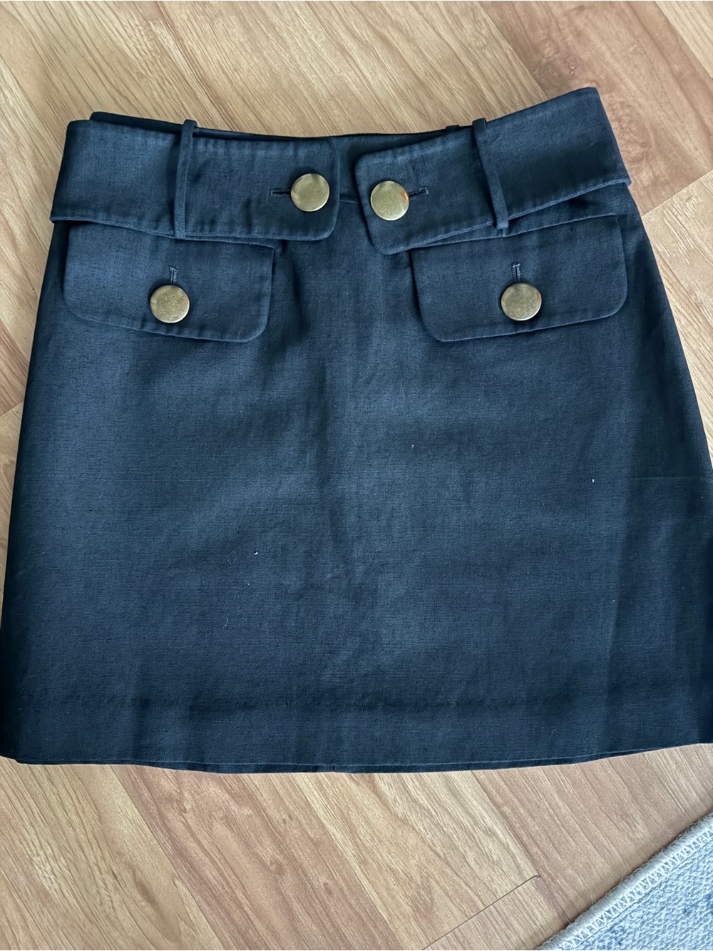 Chloe Black Mini Skirt with Gold-Tone Buttons